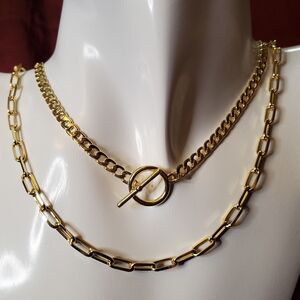 Gold-plated Chain Necklace and Earring Set